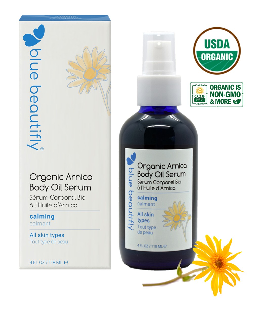 Organic Arnica Body Oil Serum Blue Beautifly