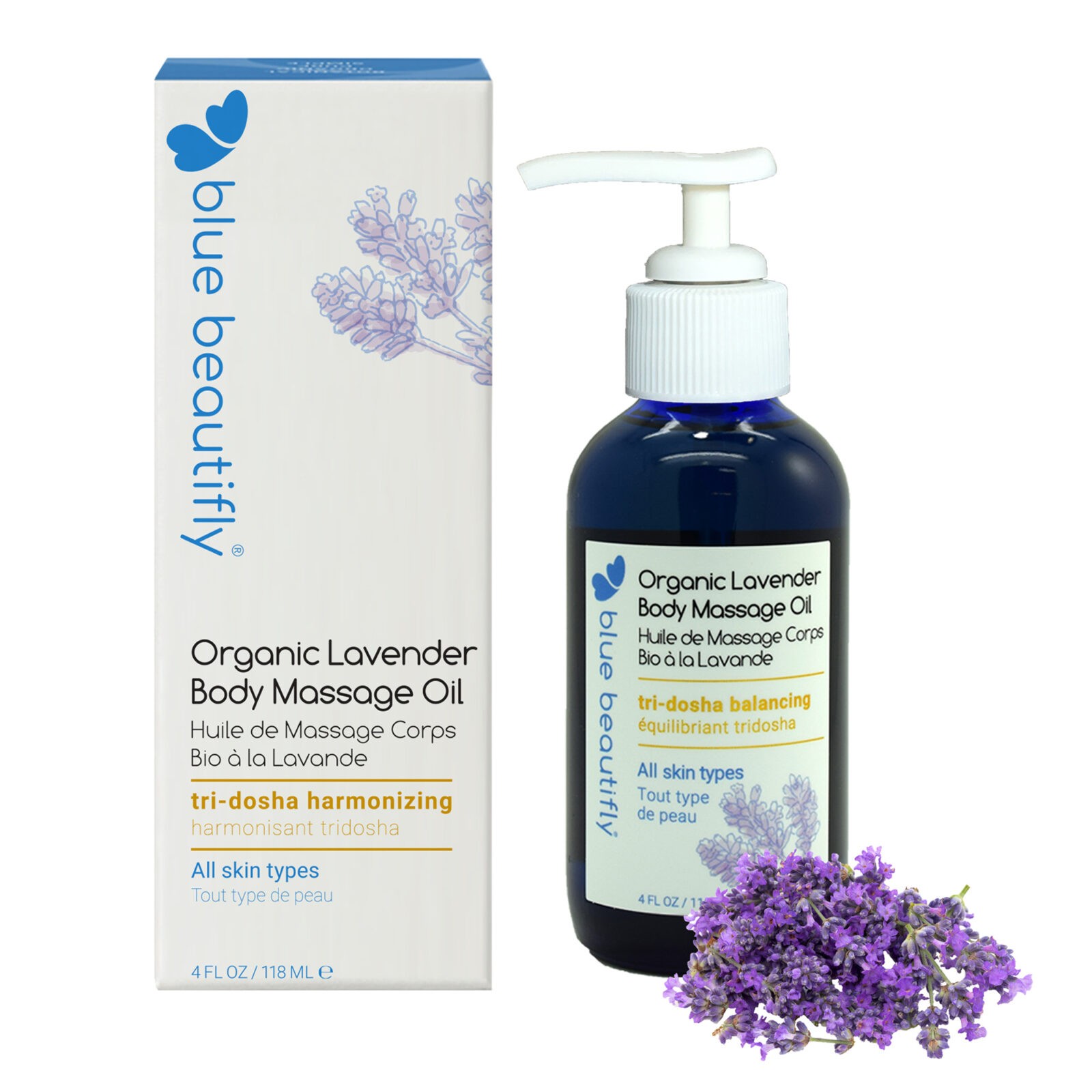 Organic Lavender Body Massage Oil Blue Beautifly