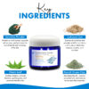 Blue Beautifly spirulina mask powder - key ingredients are spirulina powder, colloidal oat, neem leaf, and french green clay
