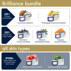Blue Beautifly Brilliance Bundle.- Select 1 exfoliant and 1 cream mask with the option to add a powder mask to supercharge your skincare regimen